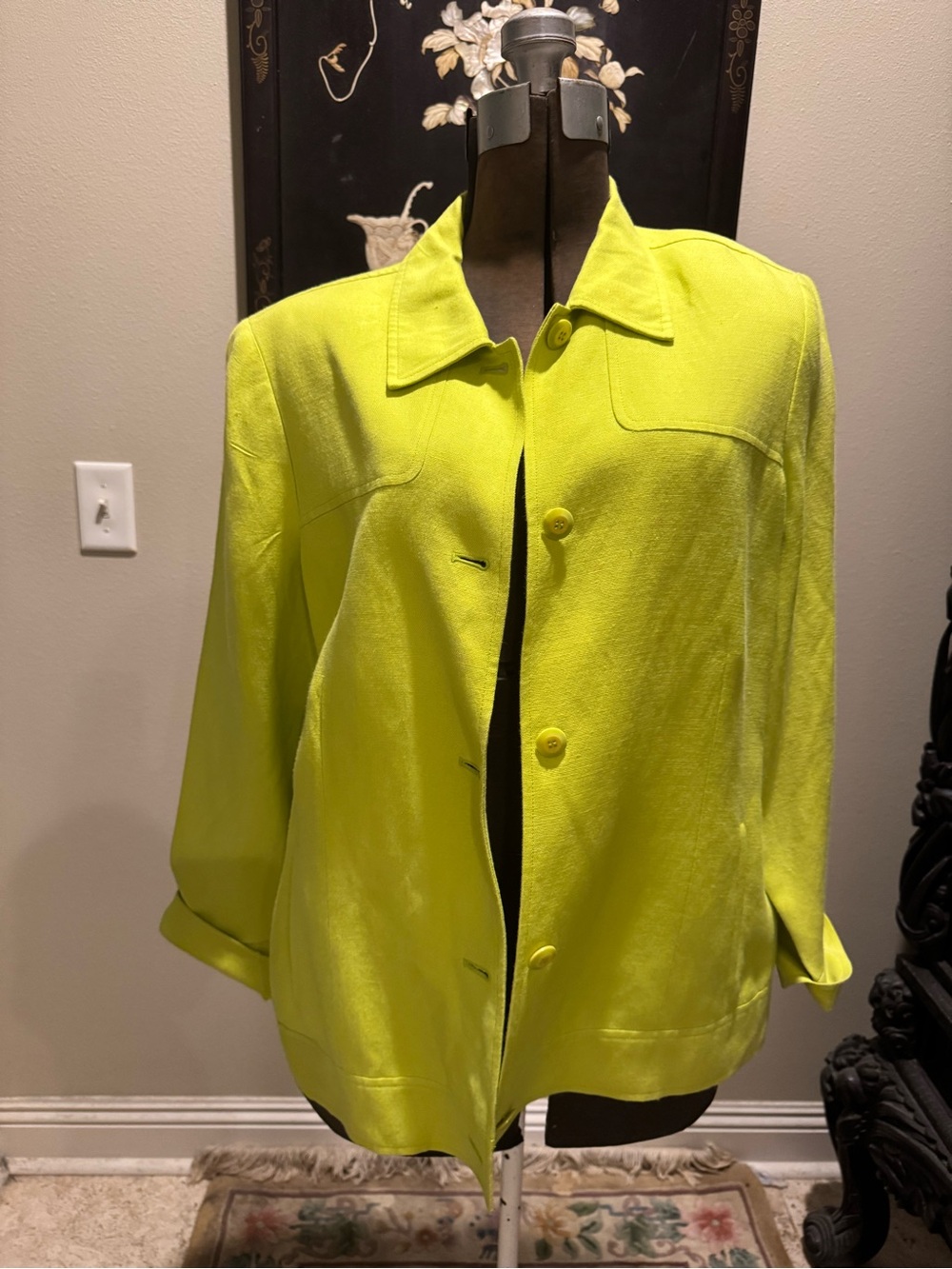 Chartreuse Dana Buchman Four-Button Jacket Sz 16
